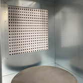 SIlver metal Spray Booth interior and turntable